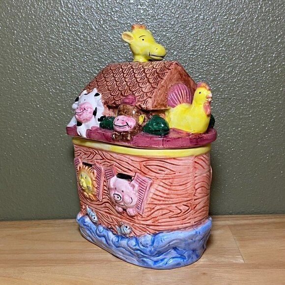 NOAH’S SS ARK 9 x 5 Ceramic Cookie Jar Canister New World Specialties Pre-owned - Picture 4 of 10